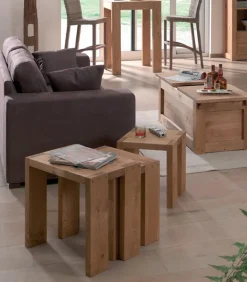 Tables Basses|Cocktail Scandinave Tables basses gigogne MOVING en pin massif ciré