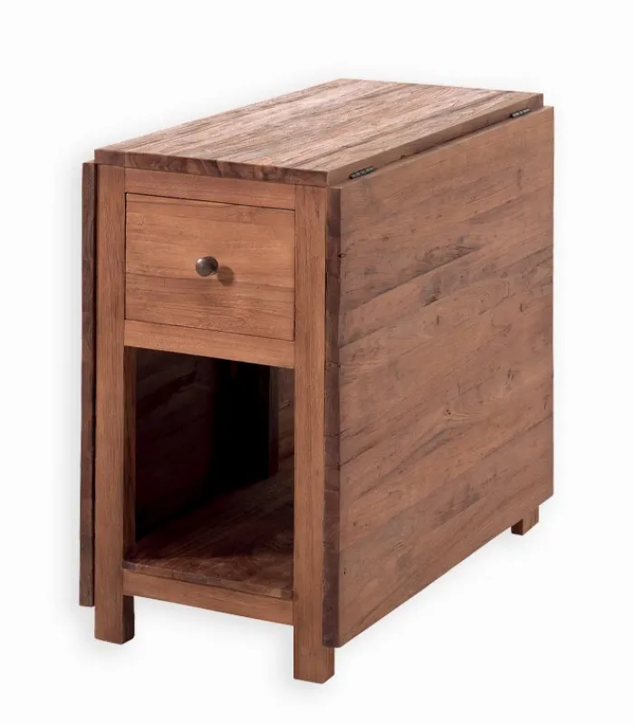 Découvrez Nos Meubles En Teck|Tables|Cocktail Scandinave Table teck recyclé à abattants TRINIDAD