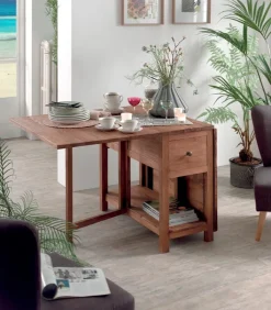 Découvrez Nos Meubles En Teck|Tables|Cocktail Scandinave Table teck recyclé à abattants TRINIDAD